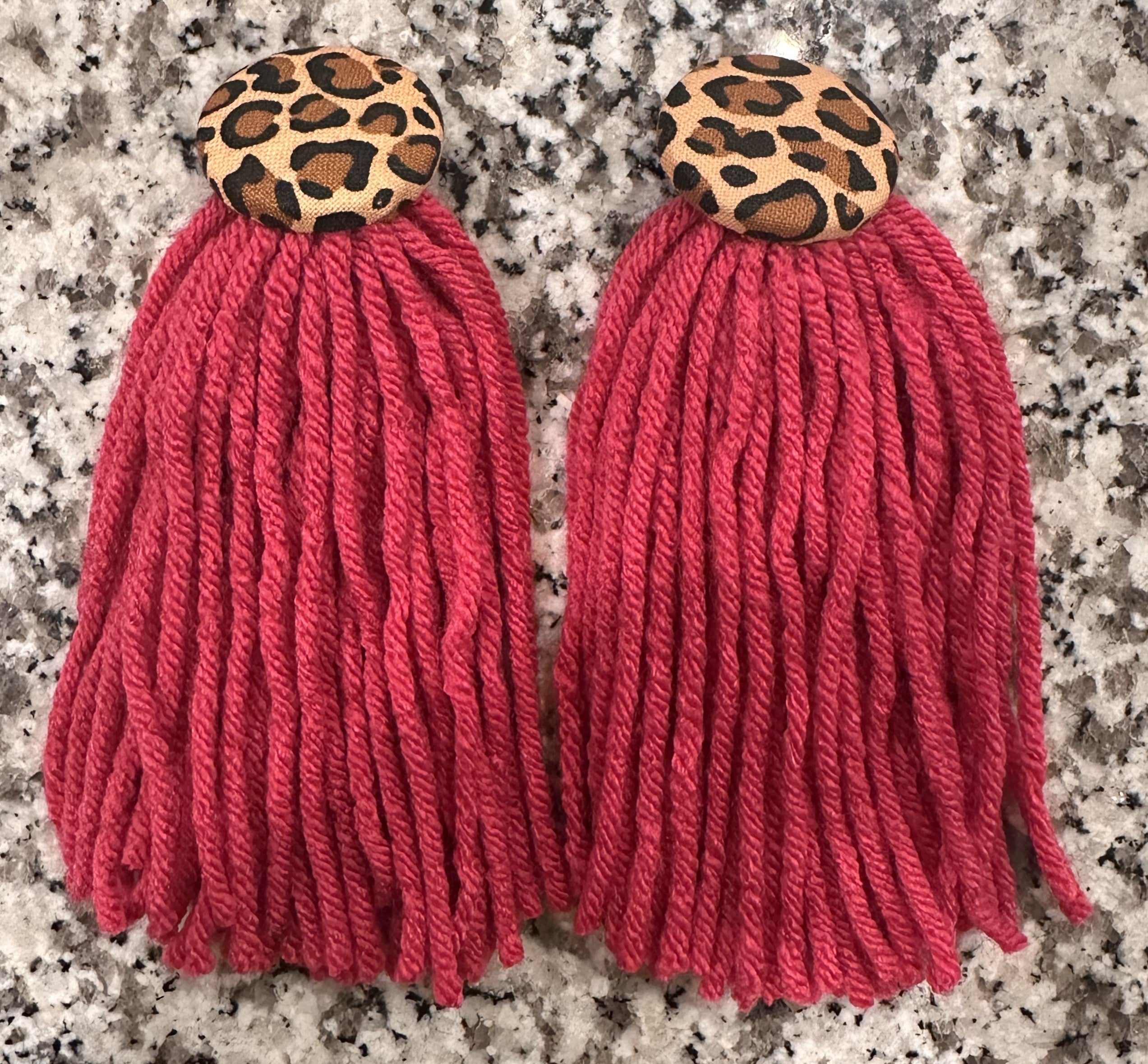 Button Tassel - Pink Cheetah