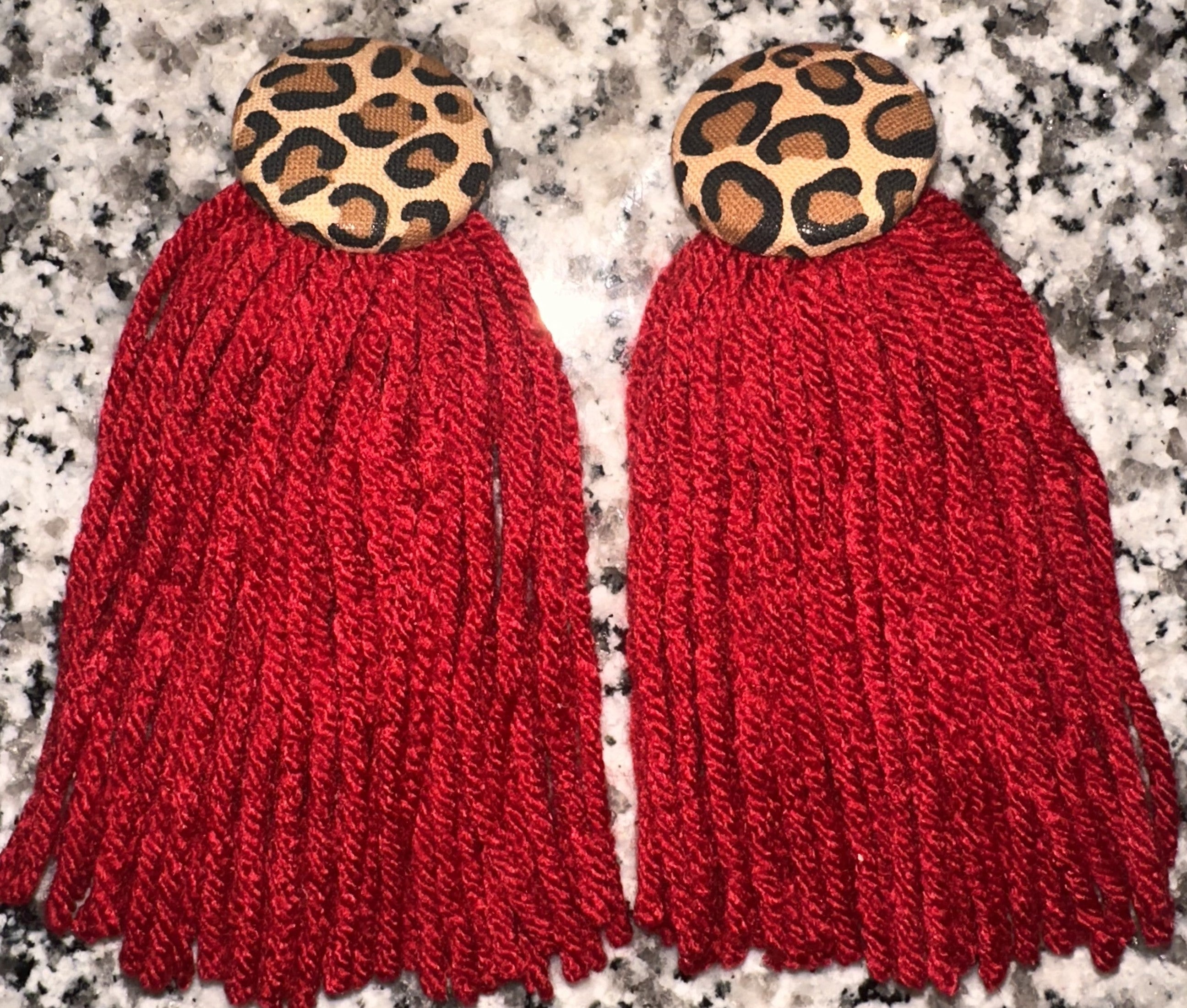 Button Tassel - Red Cheetah